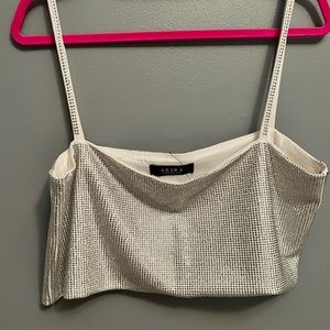 Rhinestone crop sleeveless top